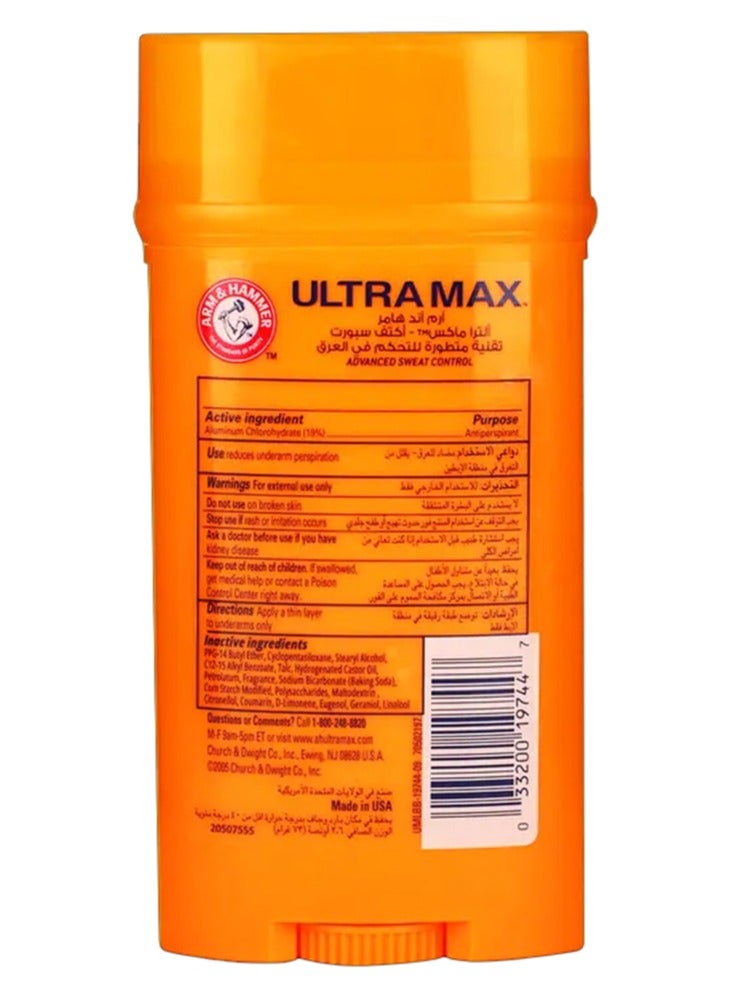 Arm & Hammer Ultra Max Active Sport Antiperspirant Deodorant Solid 73g - Image 2