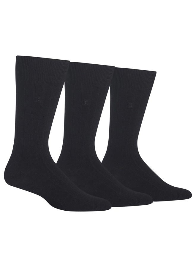 Chaps Men's Assorted Solid Dress Crew Socks (3 Pack)- L - Image 1