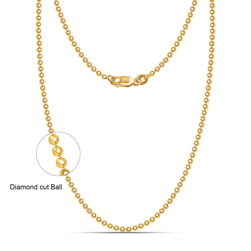LeCalla 925 Sterling Silver Italian Gold-Plated Ball Chain Necklace for Teen and Women 16 Inches - Image 3