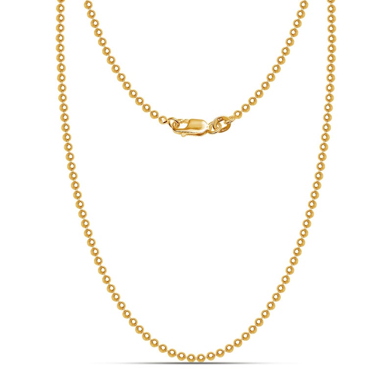 LeCalla 925 Sterling Silver Italian Gold-Plated Ball Chain Necklace for Teen and Women 16 Inches - Image 1