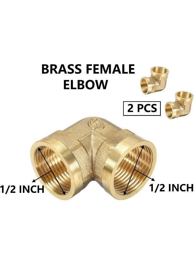 Royal Apex 2Pcs Set Brass Multi Purpose Hose Fittings With Bsp Thread For Plumbing Gas Hot Water Pipe Connector Pneumatic Etc Female Elbow 1/2 Inch - Image 2