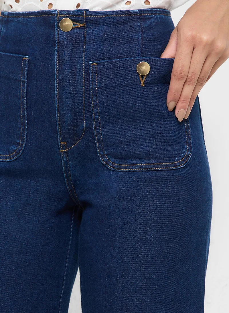 ONLY Pocket Detail Wide Leg Jeans