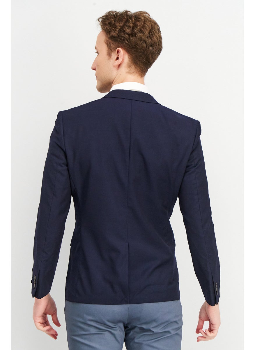 SELECTED Men Regular Fit Solid Formal Blazer, Navy  - Image 4