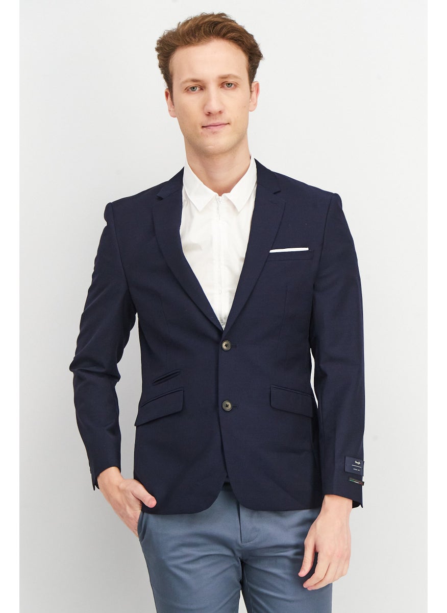 SELECTED Men Regular Fit Solid Formal Blazer, Navy  - Image 1