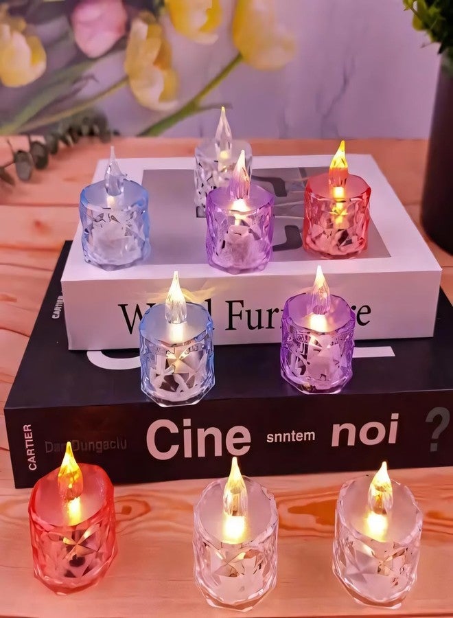EONWISE Flameless and Smokeless Decorative Candles Transparent Acrylic Led Tea Light Candle for Christmas, Festival,Candles (Diamond led candles-KTC-104, Pack of 24) - Image 1