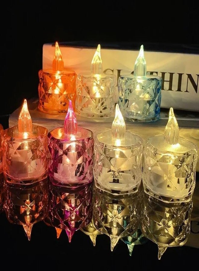 EONWISE Flameless and Smokeless Decorative Candles Transparent Acrylic Led Tea Light Candle for Christmas, Festival,Candles (Diamond led candles-KTC-104, Pack of 24) - Image 4