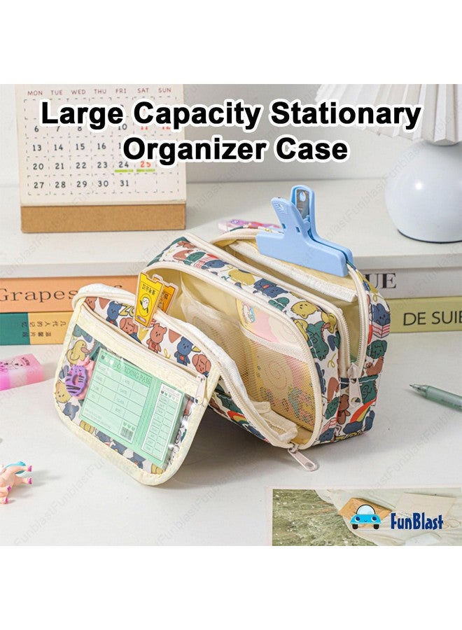 فنبلاست حقيبة أقلام فن بلاست للبنات - حقيبة أقلام كاواي، منظم أقلام أنيق، حقيبة تنظيم أدوات مكتبية كبيرة السعة، حقيبة متعددة الأغراض بسحاب للأطفال والكبار (متعددة الألوان) - Image 2