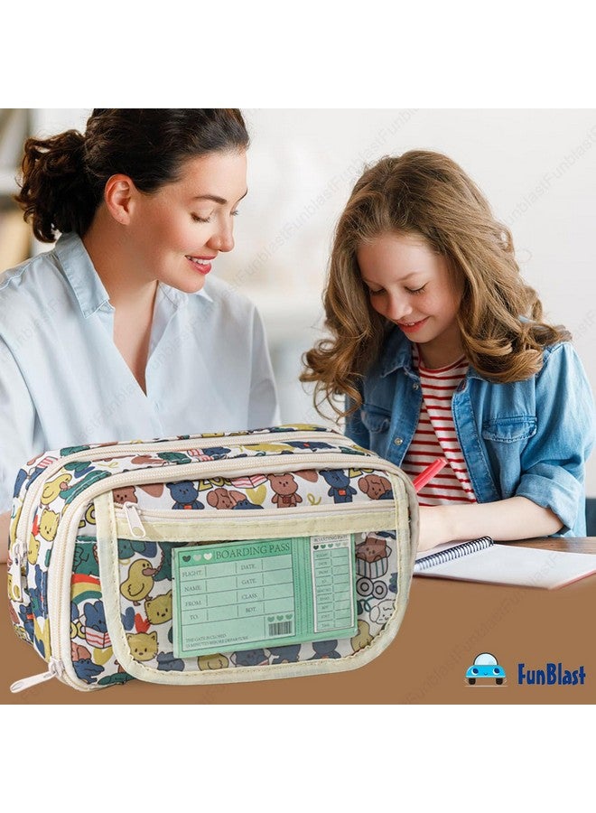 فنبلاست حقيبة أقلام فن بلاست للبنات - حقيبة أقلام كاواي، منظم أقلام أنيق، حقيبة تنظيم أدوات مكتبية كبيرة السعة، حقيبة متعددة الأغراض بسحاب للأطفال والكبار (متعددة الألوان) - Image 5