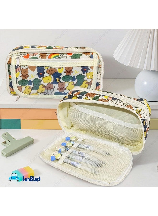 فنبلاست حقيبة أقلام فن بلاست للبنات - حقيبة أقلام كاواي، منظم أقلام أنيق، حقيبة تنظيم أدوات مكتبية كبيرة السعة، حقيبة متعددة الأغراض بسحاب للأطفال والكبار (متعددة الألوان) - Image 4