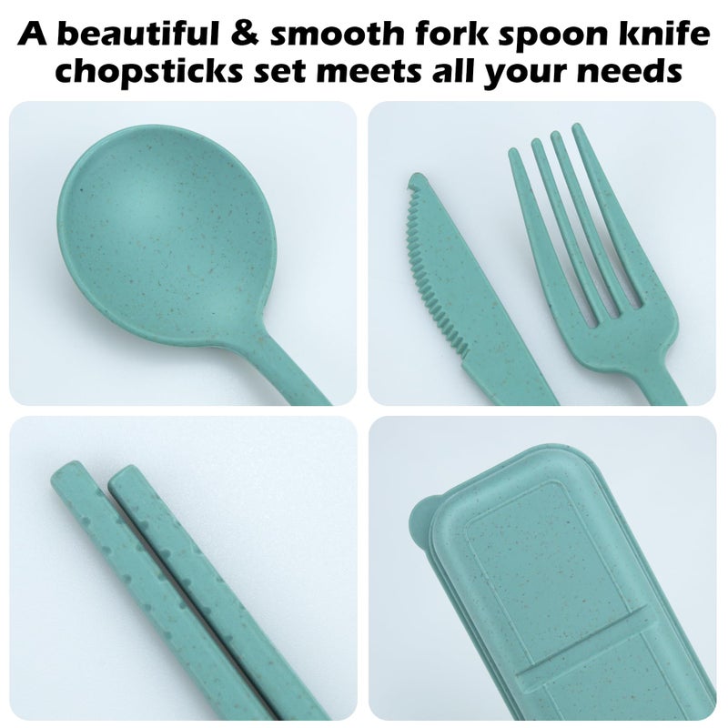 TROUSKAIG 4 Sets Reusable Utensils Set with Case,Travel Utensils with Case,Reusable Utensils for Lunch Box accessories,Portable Chopsticks Knife Fork and Spoon Lunch Utensils Set for Travel Daily Use - Image 5