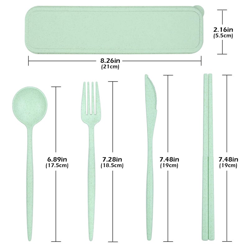 TROUSKAIG 4 Sets Reusable Utensils Set with Case,Travel Utensils with Case,Reusable Utensils for Lunch Box accessories,Portable Chopsticks Knife Fork and Spoon Lunch Utensils Set for Travel Daily Use - Image 2