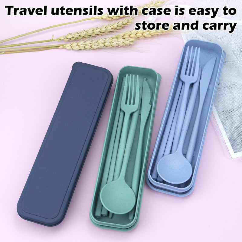 TROUSKAIG 4 Sets Reusable Utensils Set with Case,Travel Utensils with Case,Reusable Utensils for Lunch Box accessories,Portable Chopsticks Knife Fork and Spoon Lunch Utensils Set for Travel Daily Use - Image 4