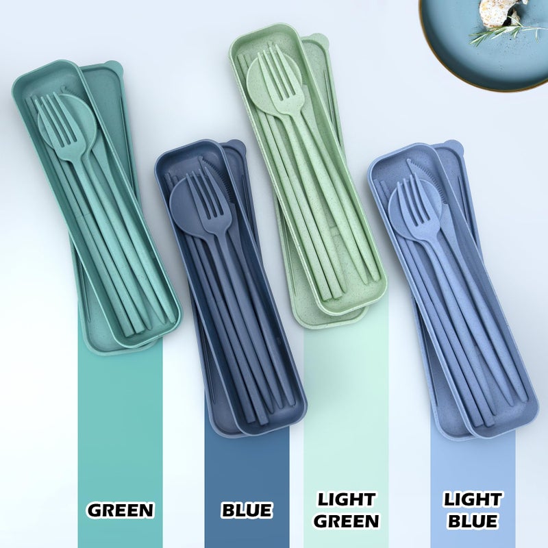 TROUSKAIG 4 Sets Reusable Utensils Set with Case,Travel Utensils with Case,Reusable Utensils for Lunch Box accessories,Portable Chopsticks Knife Fork and Spoon Lunch Utensils Set for Travel Daily Use - Image 3