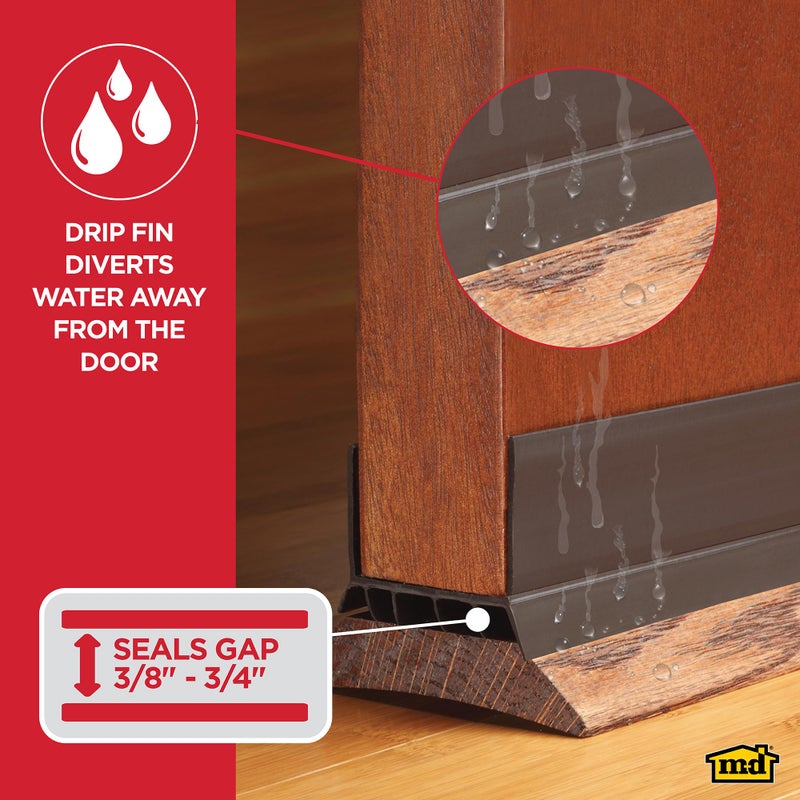 M-D Building Products Vinyl Cinch U-Shape Door Bottom Seal, Slide-On Weatherstripping Draft Stopper, Easy to Install, Fits 36â€ x 1-3/4â€ Doors, Fills 3/8â€- 3/4â€ Gaps, 43337, Brown - Image 3