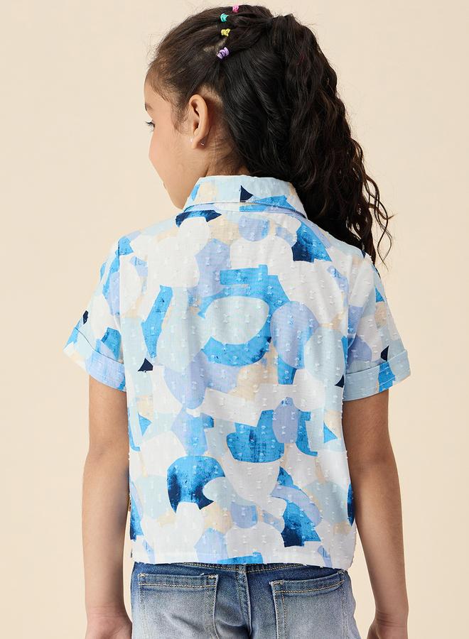 Stylo Bug Girls Blue Abstract Print Shirt - Image 3