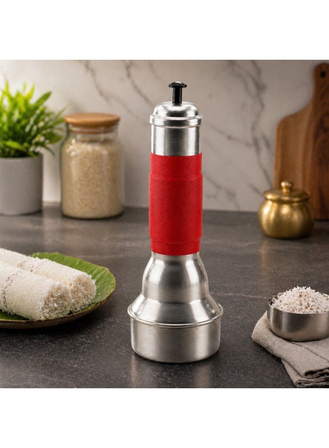 Puttu Maker with Steamer, Red Handle, Traditional Cylinder Style, Puttu Kutti | Aluminium Puttu Kudam - Image 3