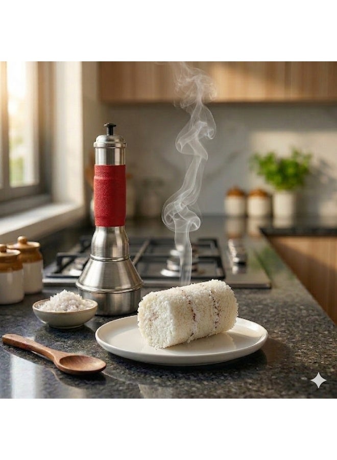 Puttu Maker with Steamer, Red Handle, Traditional Cylinder Style, Puttu Kutti | Aluminium Puttu Kudam - Image 4