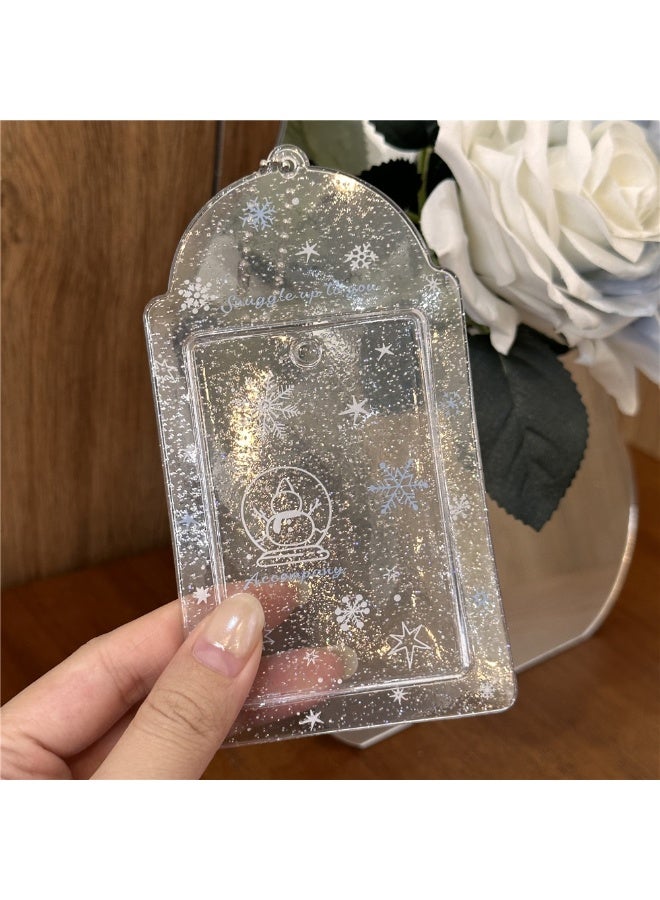 NIBEMINENT 1 - Piece Winter Snowflakes Pvc Kpop Photo Card Holder Pendant Key Chain ID Badge Holder ID Card Holder Photo Card Protector for School ID Office ID Access Card for Women Girls - Image 1