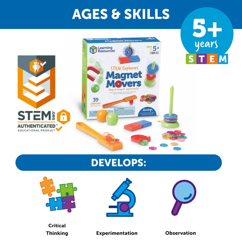 Learning Resources STEM Explorers Magnet Movers - Science For Kids Sensory Bin, Critical Thinking, Fine Motor Toys, Classroom Math Supplies, Homeschool Crafts, Educational Games, Birthday Gift - Image 5