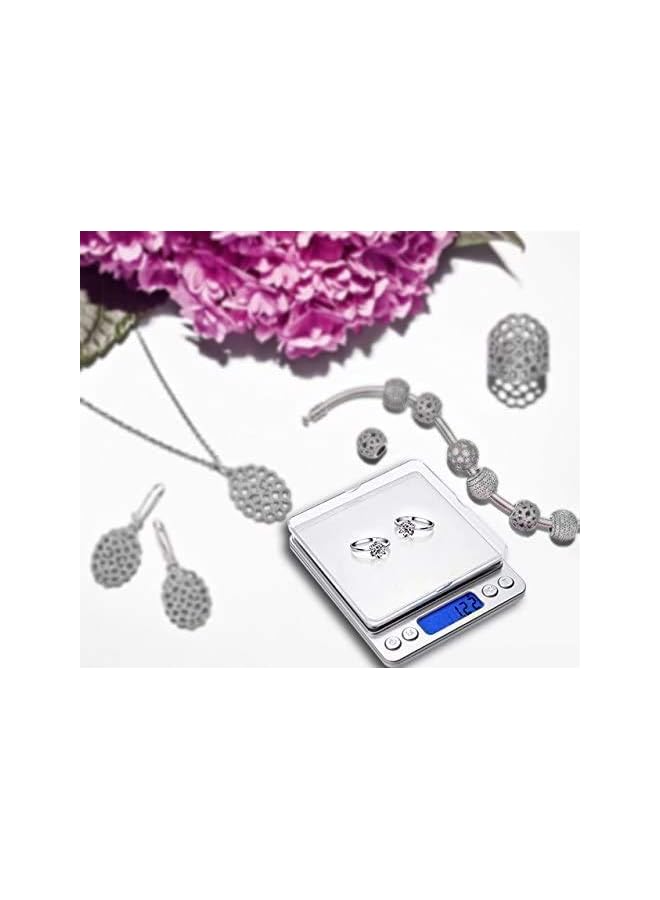 vesus Kitchen Scale, 500g 0.001oz/ 0.01g Pocket Cooking Scale, Mini Food Scale, Pro Electronic Jewelry Scale with Back-Lit LCD Display, Tare & PCS Functions, Stainless Steel - Image 2