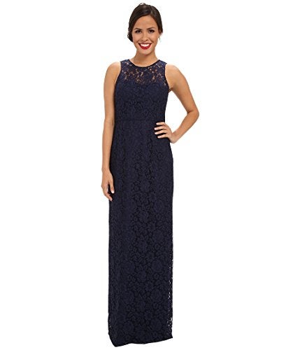 Donna Morgan Women's Harper Long Lace Illusion Gown, Indigo, 0 - Image 5