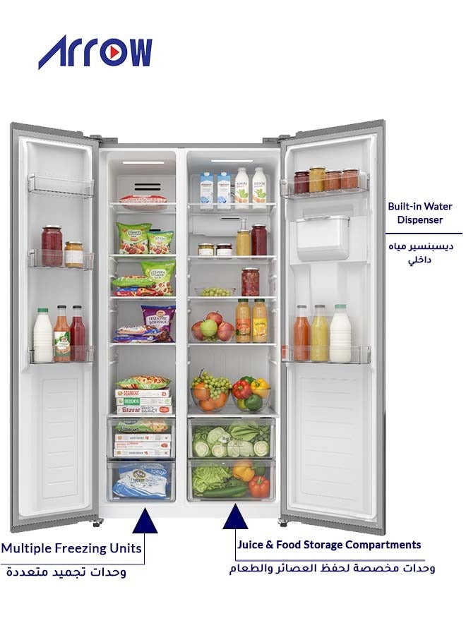 Arrow 534-Liter 18.9 Cubic Feet, Frost Free Double Door Refrigerator With Power Saving  Digital Control Panel Silver Colour RO-830SNS-WD - Image 2