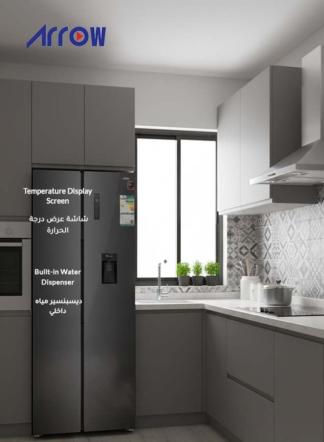 ارو ARROW ثلاجة بباب مزدوج سعة 534 لترًا وسعة 18.87 قدمًا مكعبًا، خالية من الصقيع مع لوحة تحكم رقمية موفرة للطاقة، لون فضي RO-830SNS-WD - Image 5