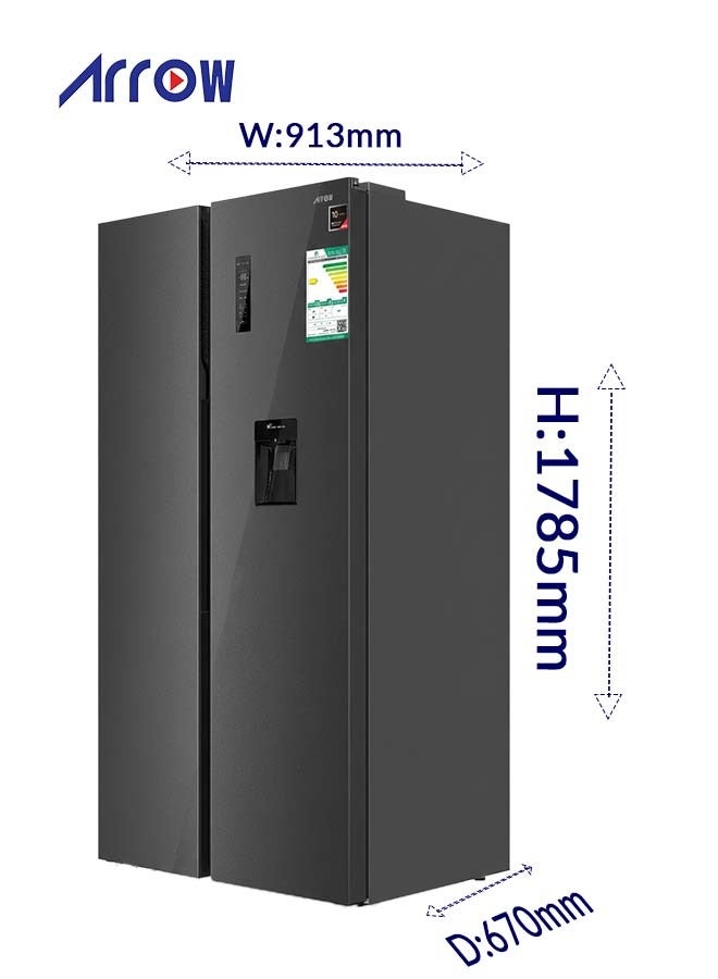 ارو ARROW ثلاجة بباب مزدوج سعة 534 لترًا وسعة 18.87 قدمًا مكعبًا، خالية من الصقيع مع لوحة تحكم رقمية موفرة للطاقة، لون فضي RO-830SNS-WD - Image 4