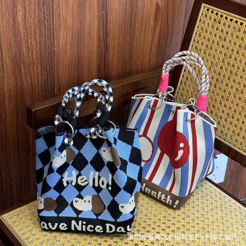 Niche Design Knitted Handbag Tote Bag Ethnic Style Fashionable Versatile Large Capacity Knitted Shoulder Handbag - Image 3