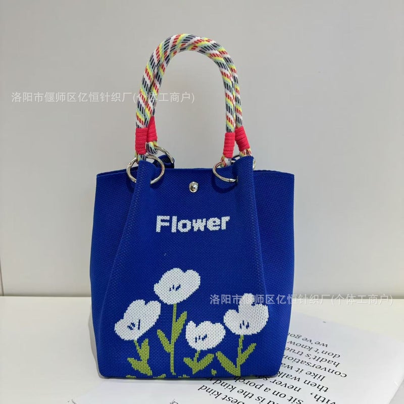 Niche Design Knitted Handbag Tote Bag Ethnic Style Fashionable Versatile Large Capacity Knitted Shoulder Handbag - Image 1