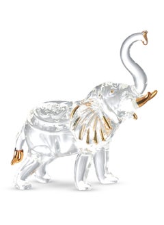 SYOSI Crystal Elephant Figurine - Glass Crystal Art Statue with Golden Details - Decor for Home, Office, Outdoor, Gifts for Birthday, Housewarming - 13.5x13.5x11.5cm  - Image 1