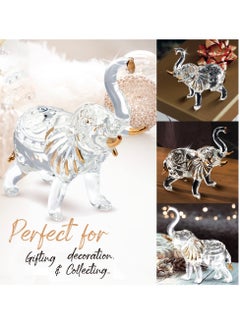 SYOSI Crystal Elephant Figurine - Glass Crystal Art Statue with Golden Details - Decor for Home, Office, Outdoor, Gifts for Birthday, Housewarming - 13.5x13.5x11.5cm  - Image 3