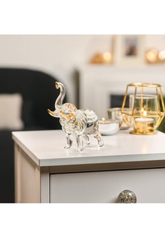 SYOSI Crystal Elephant Figurine - Glass Crystal Art Statue with Golden Details - Decor for Home, Office, Outdoor, Gifts for Birthday, Housewarming - 13.5x13.5x11.5cm  - Image 5
