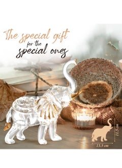 SYOSI Crystal Elephant Figurine - Glass Crystal Art Statue with Golden Details - Decor for Home, Office, Outdoor, Gifts for Birthday, Housewarming - 13.5x13.5x11.5cm  - Image 2