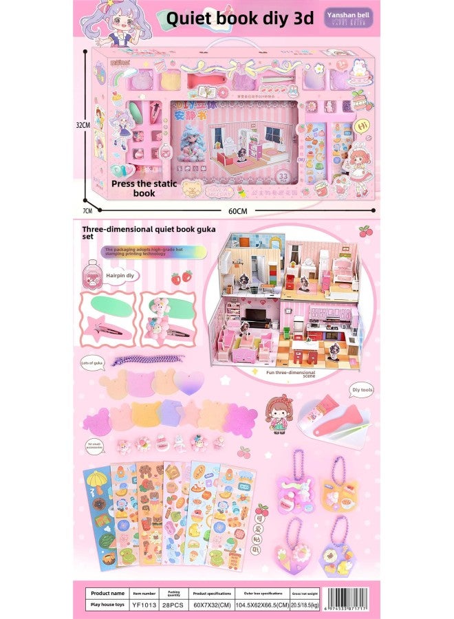 Play House DIY Quiet Book Toy 007-96 Parent-child Interaction DIY Goo Card Sticker Ruler Necklace Jewelry Wholesale-Color:YF1013  - Image 1