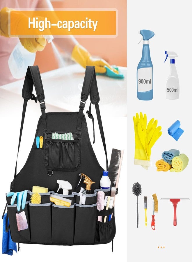 HODRANT Large Cleaning Apron with Dual Shoulder Straps, House Cleaning Apron with Multiple Pockets for Housekeeping Work Supplies, Water-resistant Cleaning Caddy Apron for Women & Men (Apron Only) - Image 4