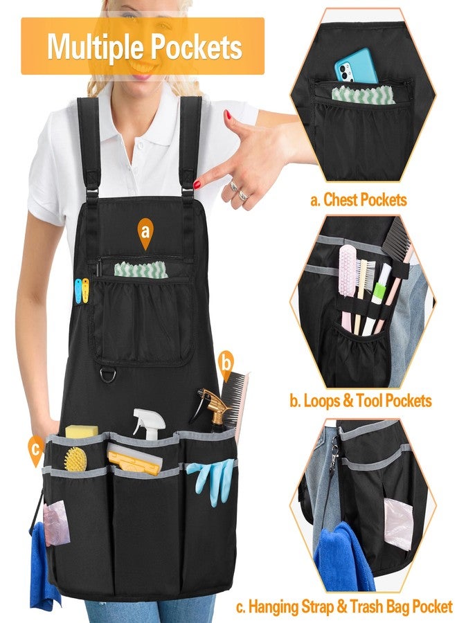 HODRANT Large Cleaning Apron with Dual Shoulder Straps, House Cleaning Apron with Multiple Pockets for Housekeeping Work Supplies, Water-resistant Cleaning Caddy Apron for Women & Men (Apron Only) - Image 3