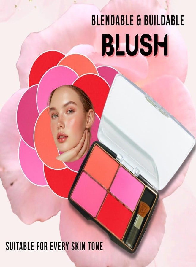 ASF 4-in-1 Blusher Palette | Natural Flush of Color | Long-Lasting Natural Glow | Shade Glow Blusher Palette Shimmery Matte Finish For All Skin Tones - 02 - Image 5