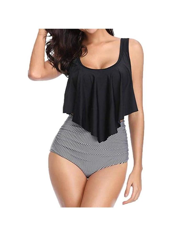 Women's Ruffled Overlay Bikini Set, High Waist Swimwear, 2 PCS Tankini Swimsuit, Push Up Padded Retro Halterneck  - Image 2