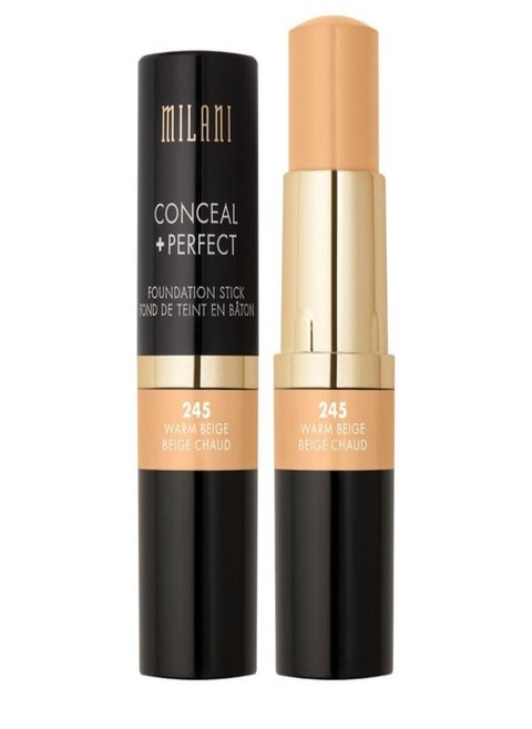 Milani Conceal + Perfect Stick Foundation - Shade 245 WARM BEIGE | Long-Lasting Creamy Coverage