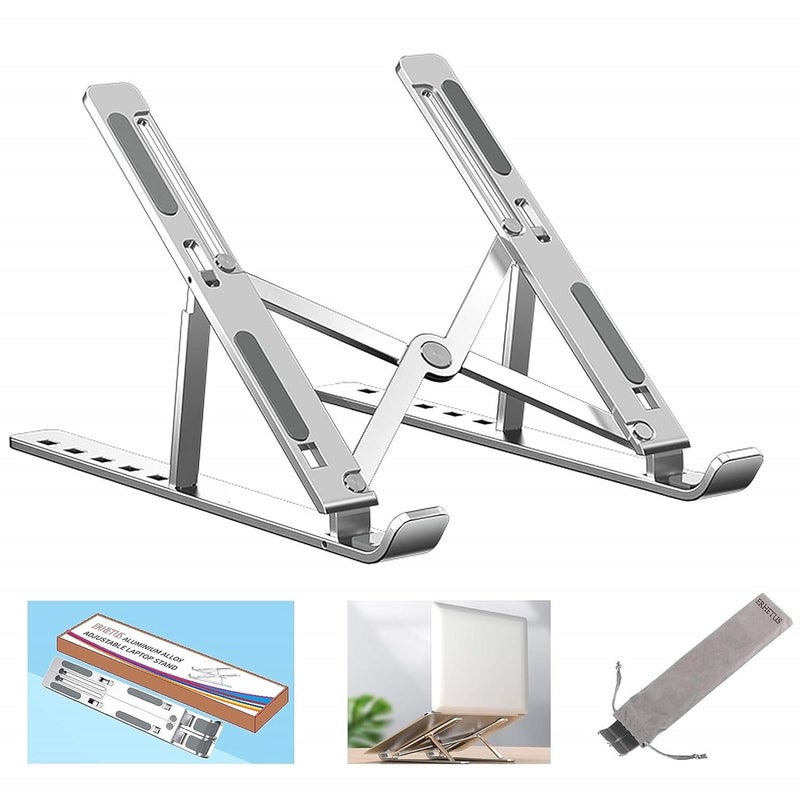 ERHETUS Tabletop Ergonomic Aluminum Laptop Stand for Table Lightweight Desktop Holder Universal Height Adjustable Lap Desks Compatible for All Laptops Tablets up to 16 inches - Image 1