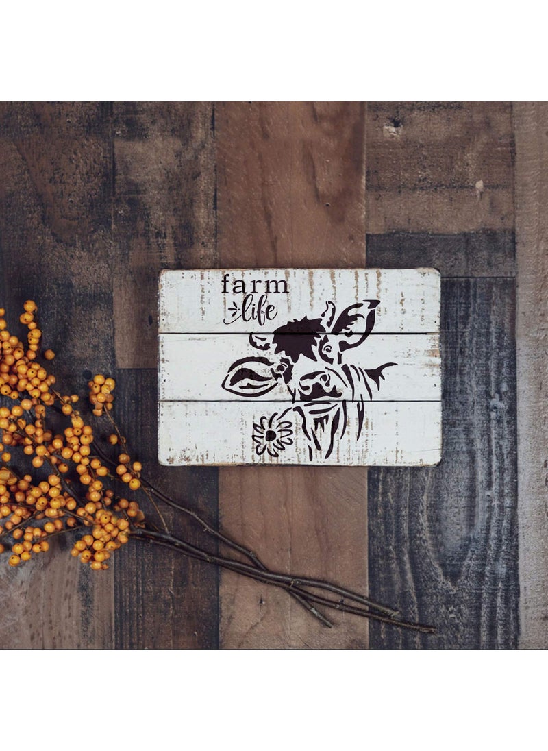 G GSS Designs GSS Designs Black Cow Flower Stencil(12x12 Inch) Country Farm Cow Stencil for Painting Wood Canvas Wall Home Decor(SL-089)  - Image 4
