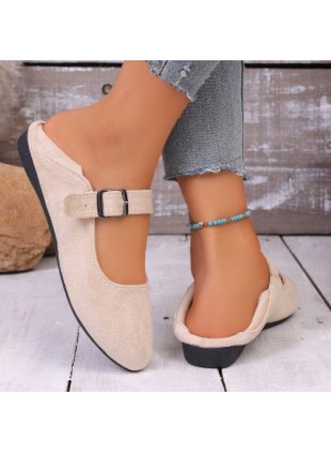 European And American Large Size Round-toe Leopard Print Flat Shoes For Women, New Style With Belt Buckle, Two-way Breathable Loafers