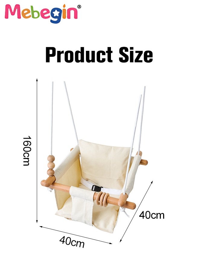 MEBEGIN - Baby Hanging Swing Seat, Secure Canvas Hammock Chair with Soft Backrest Cushion and Safety Belt, Easy to Install and Carry, Suitable Ceiling or Outdoor Trapeze Table, Garden, Porch, Patio and Tree - Image 1