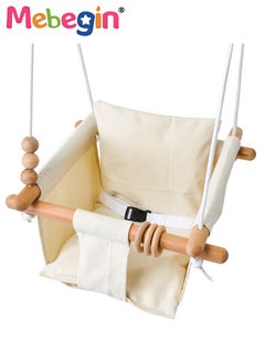 MEBEGIN Baby Hanging Swing Seat, Secure Canvas Hammock Chair with Soft Backrest Cushion and Safety Belt, Easy to Install and Carry, Suitable Ceiling or Outdoor Trapeze Table, Garden, Porch, Patio and Tree  - Image 1