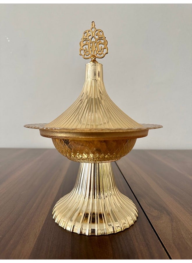 MORE GLASSWARE Sugar Holder Without Stand Red-Gold Dots