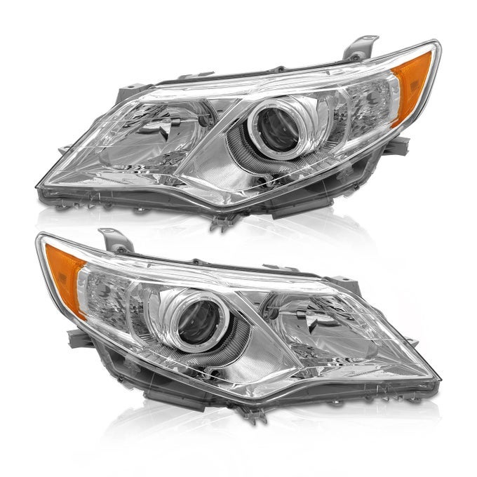Headlights Sembly Replacement For 2012 2013 2014 Toyota Camry Lselexlehybrid Chrome Housing Amber Reflector Clear Lens Driver And Psenger Side