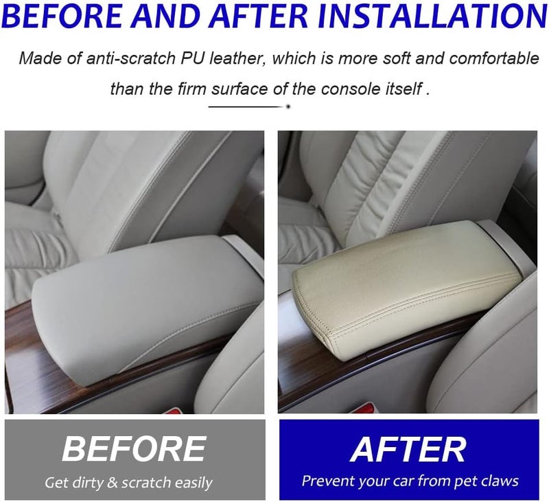 DEYTOP Center Console Cover for Nissan Altima 2008-2012 Car Armrest Cover for Nissan Altima 2008 2009 2012 Accessories Anti-Scratch Leather Armrest Protector (Beige) - Image 2