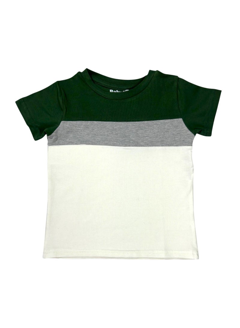 بيبي كو تي شيرت متعدد الألوان للأولاد (أخضر زيتوني/رمادي/أبيض) - Image 1