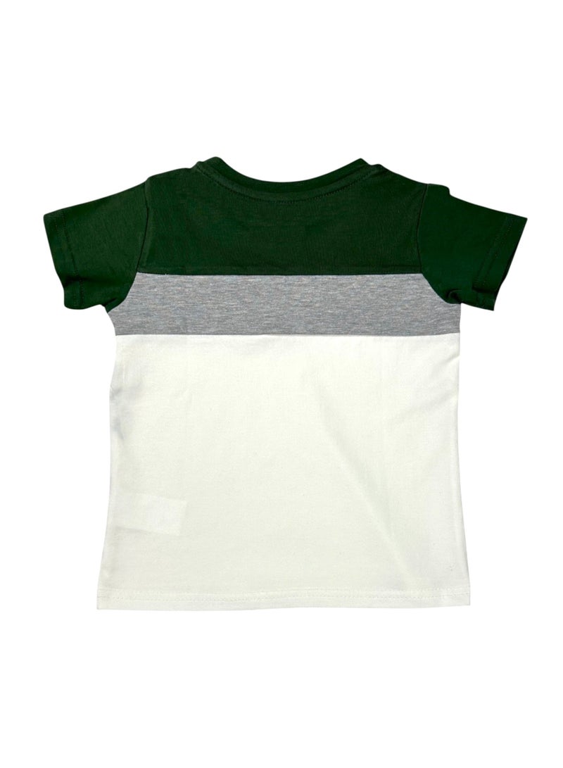 بيبي كو تي شيرت متعدد الألوان للأولاد (أخضر زيتوني/رمادي/أبيض) - Image 2
